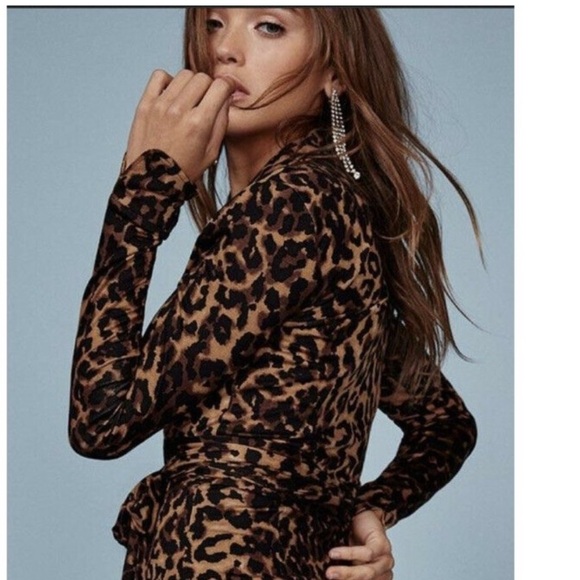REFORMATION leopard shaun growl wrap mini dress XS - Picture 4 of 5
